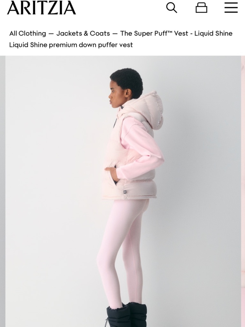 Aritzia Super Puff Vest in Light Pink - Picture 2 of 4